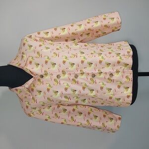 Pine Cove Pink Cotton Rooster Print Button Up Shacket Jacket Size 10